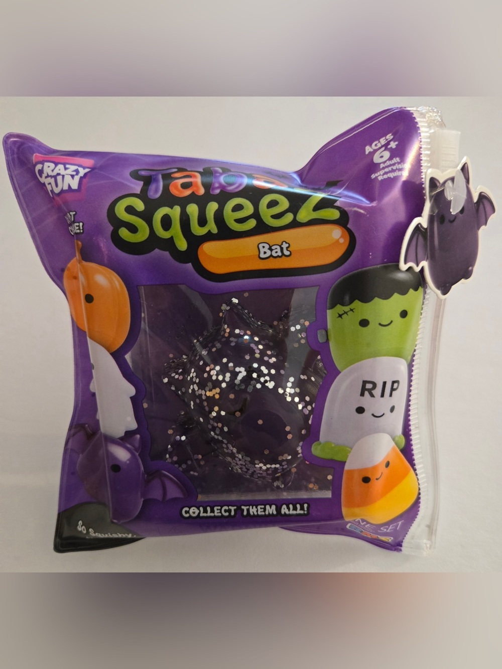 Crazy Fun Taba Squeez Bat Squishy Glitter Halloween NEW 🎃